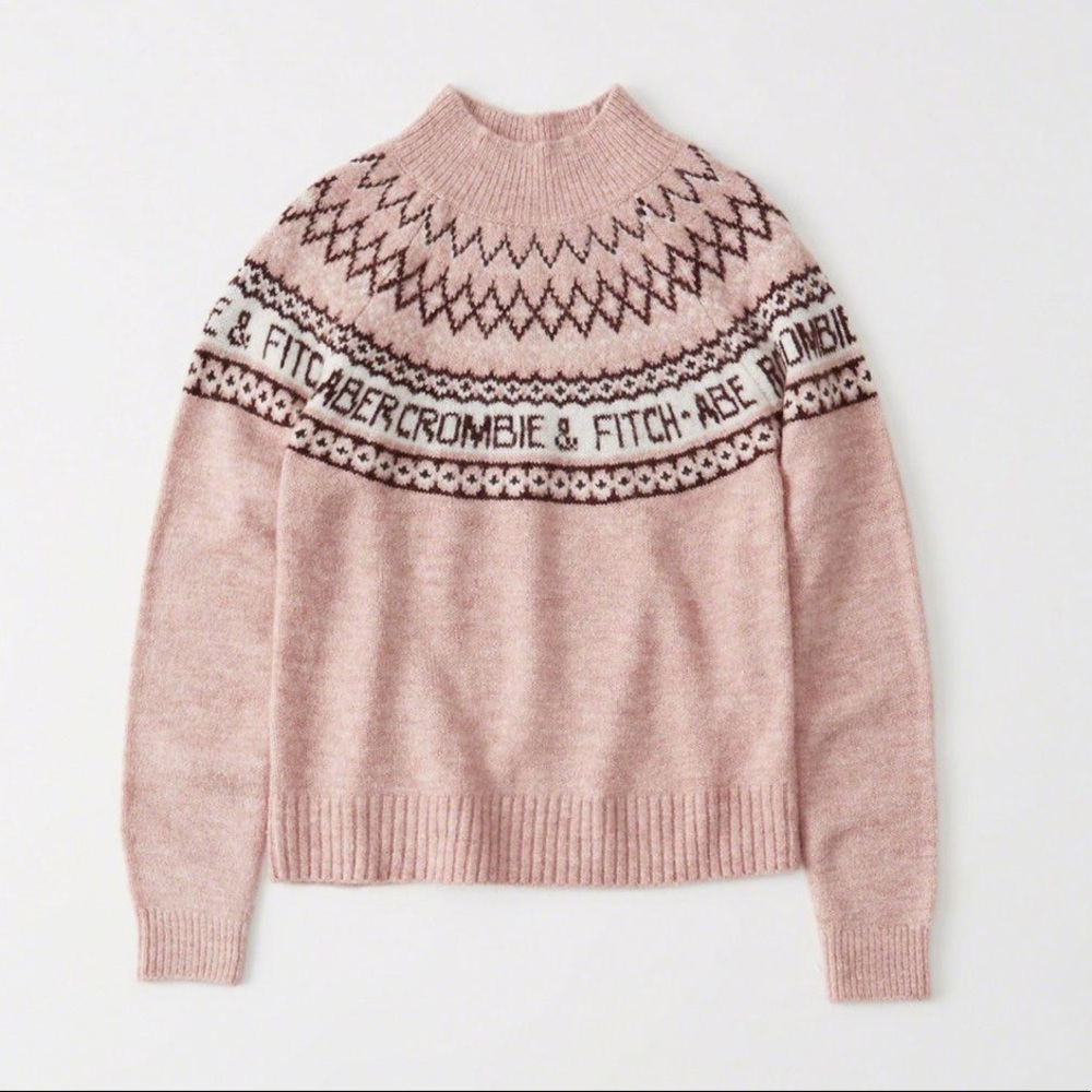 Abercrombie Intarsia Logo Neck Sweater NWOT
